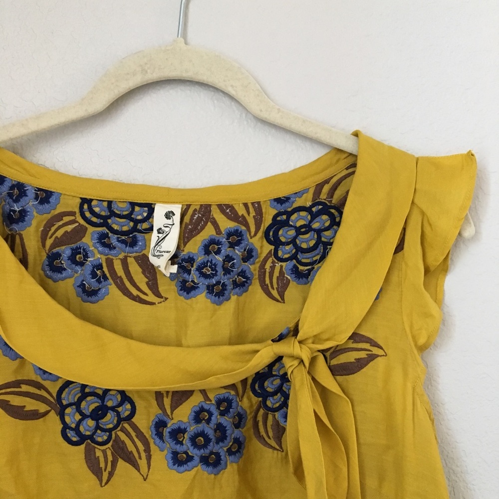 Anthropologie Floreat Mustard Blouse Sz. 8